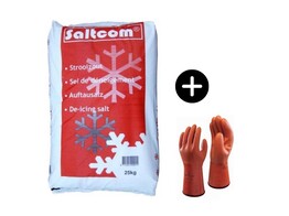 Pakket 2  20 zak strooizout 25 kg   1 paar handschoenen Thermo GRATIS